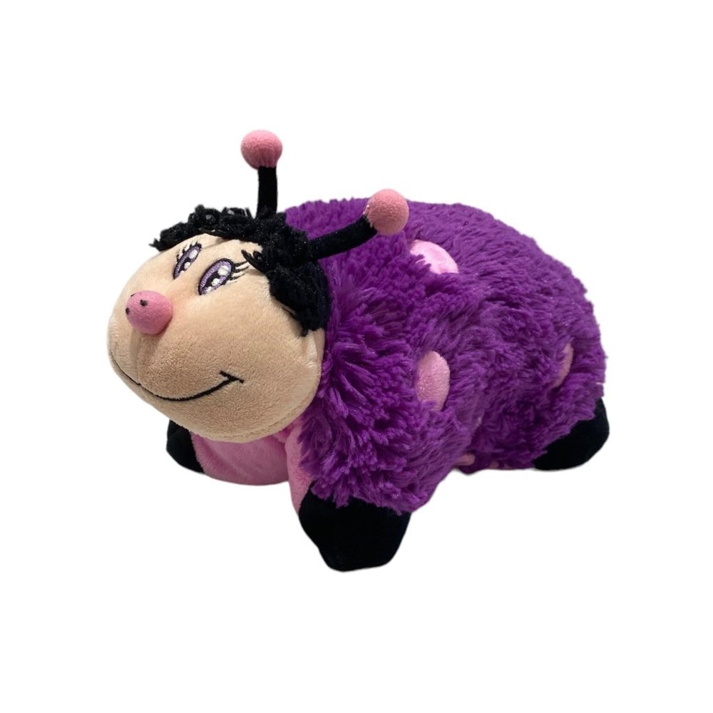 Pillow Pets Pee-wees Purple Ladybug Stuffed Pillow Toy Size 11" Wide x 9" Tall